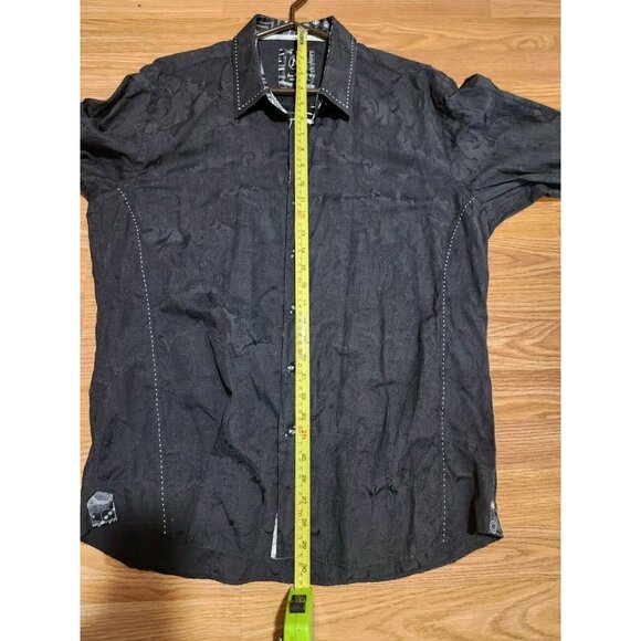 Au Noir Men Dress Shirt Black Long Sleeves Size 6 Pre-Owned - Picture 8 of 9